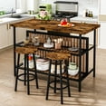 thumbnail image 4 of LTTROMAT Kitchen Island with Seating and Storage, 47.2" Wooden Counter Height Bar Table with 2 Stools, Space Saving Dining Table Set for Small Apartment or Bistro, Brown, 4 of 10