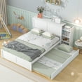 thumbnail image 3 of Harper & Bright Designs Full Size Storage Platform Bed with 4-Tier Pull Out Shelves and Twin Size Trundle, Wooden Bedframe for Boys Girls Bedroom, White, 3 of 18