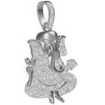 thumbnail image 2 of Real Diamond Lord Ganesha Ganpati God Shri Ganesh Hindu Pendent White Gold Charm Chain Set, 2 of 6
