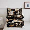 thumbnail image 5 of Homewish Spooky Halloween Skull Full Size Comforter Sets,Peony Flowers Bedding Comforter Set,Black Golden,Black Reversible,3pcs,1 Comforter and 2 Pillowcases, 5 of 7