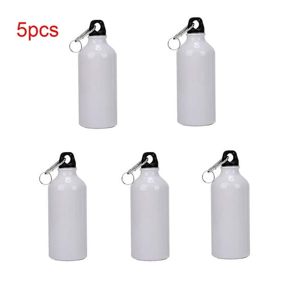 Techtongda 5pcs 600ml Blank Coated Sublimation Aluminium Water Bottle-white for Sublimation Heat Press Transfer