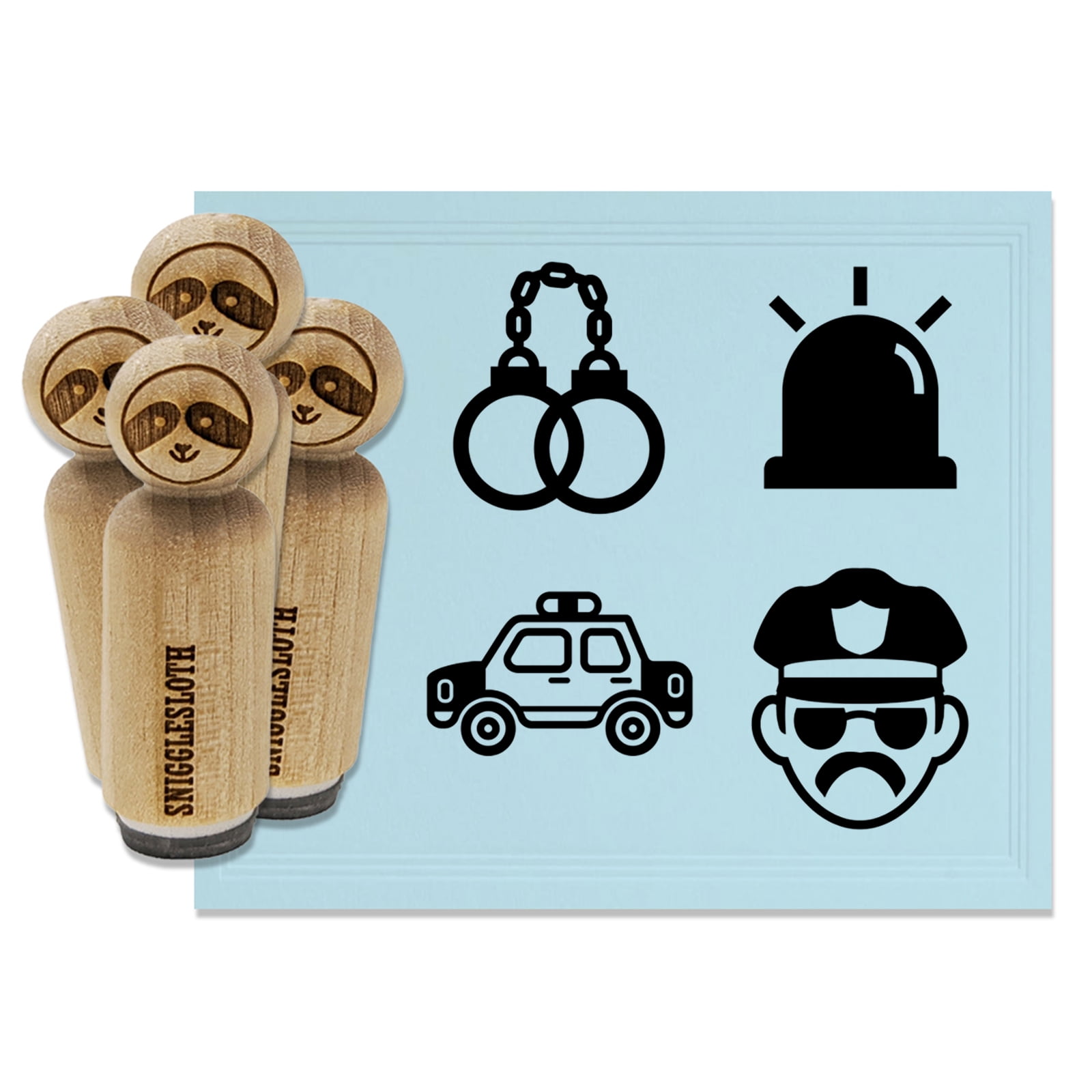 Police Officer Handcuffs Cop Car Siren Rubber Stamp Set for ...