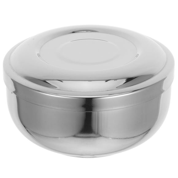 Cuenco de afeitar de acero inoxidable con tapa, taza para afeitar, cuenco para jabón de afeitar, cuenco para crema de afeitar para hombres, accesorios de barbería para el hogar y el salón