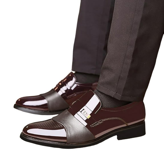 Men's Dress Tuxedo Shoes Comfortable Slip On Classic Patent Leather Loafers Lightweight Casual Business Shoes