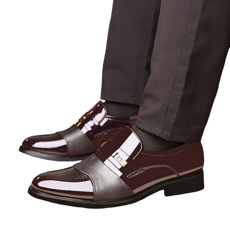 Mens Casual Oxfords Shoes Fashion Slip On Business Formal Works Shoes Calssic Tuxedo Dress Shoes
