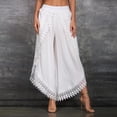 thumbnail image 2 of Ladies Solid Color Casual Pocket Loose Patchwork Wide Leg Pants Ladies Trousers, 2 of 5