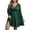 Dark Green, variant on Plus Size Women's Sequin Glitter Dress Crushed Long Sleeve Sexy V Neck Club Party Pleated Swing Skater Dress