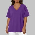 thumbnail image 7 of UAMVSH Plus Size Tops for Women Short Sleeve V Neck Oversized T Shirt Side Split Casual Loose Fit Basic Tees for Workout Yoga, 7 of 7