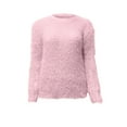 thumbnail image 5 of Women's Mohair Blend Sweater Candy Color Crewneck Soft Knit Pullover (Pink, M), 5 of 5