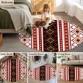 thumbnail image 5 of Round Rugs 4 Ft, Red Black Boho Non Slip Area Rugs for Kitchen Bedroom Entryway, Vintage Abstract Art Ethnic Tribe Washable Carpet Runner Rug Floor Mats for Bedroom Home Decor, 5 of 9