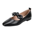 thumbnail image 5 of Rokment Bow Metallic Dress Shoes for Women Bride Wedding 2026 Fall Fashion Casual Leather Pointed Toe Ballet Flat Comfortable Low Heels Walking Slip on Dressy Loafers Black Size 5.5, 5 of 7