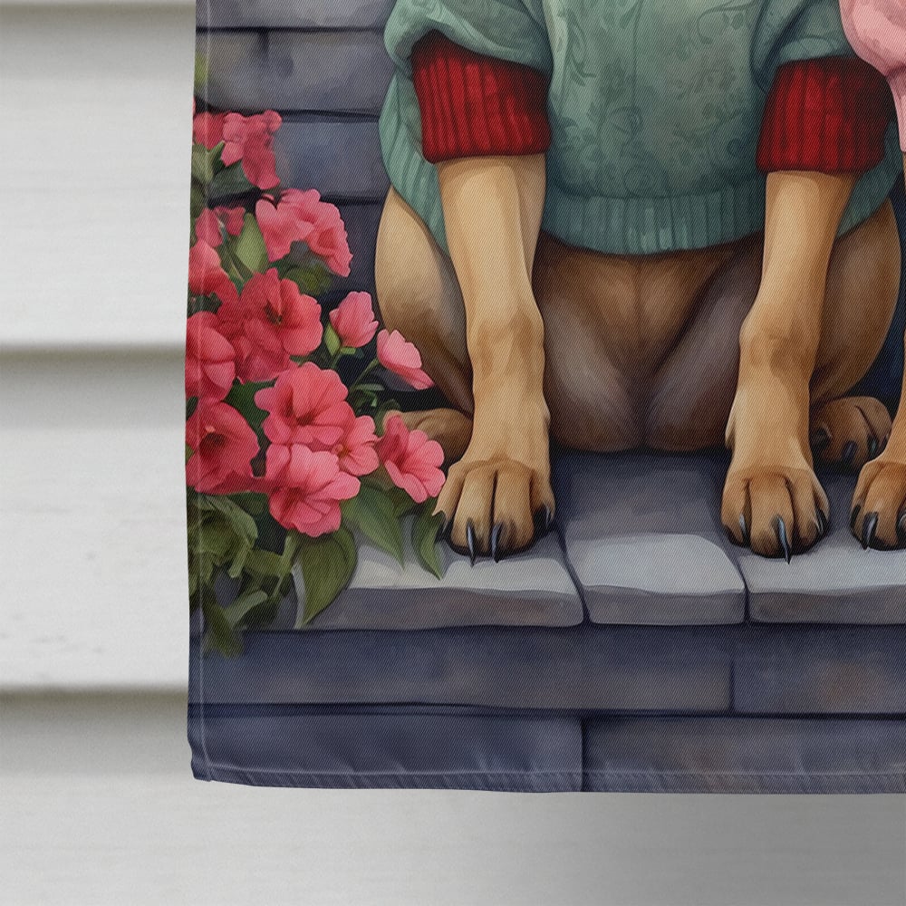 Bullmastiff Two Hearts House Flag 28 in x 40 in