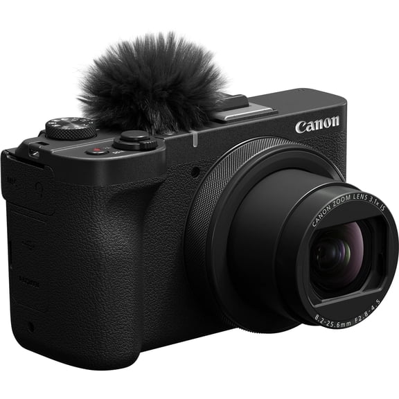 Restored Canon PowerShot V1 Digital Camera, 22.3MP 1.4-Type CMOS Sensor, 3.1x Optical Zoom, 4K 60p Video, Wi-Fi, Bluetooth, International Version, Black