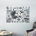 thumbnail image 2 of Ambesonne Rustic Tapestry Wall Hanging, Botanical Southwestern Cow, 60"x40", Dark Blue Grey and White, 2 of 3