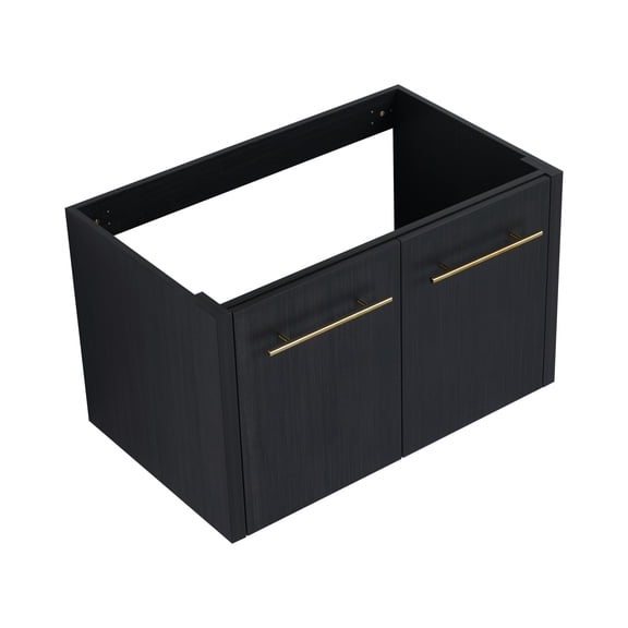 Noble House 30" Floating Bathroom Vanity Cabinet, Plywood Black Chestnut, Soft-Close Door, Excluded Sink, Black Chestnut