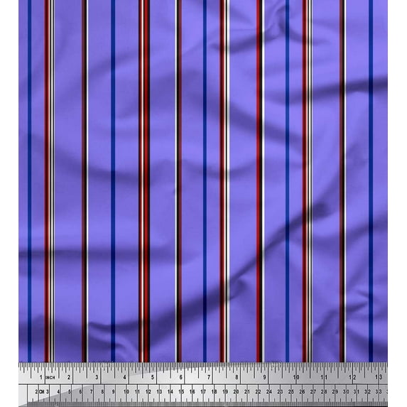 Soimoi Purple Modal Satin Fabric Vertical Stripe Fabric Prints By Yard 42 Inch Wide
