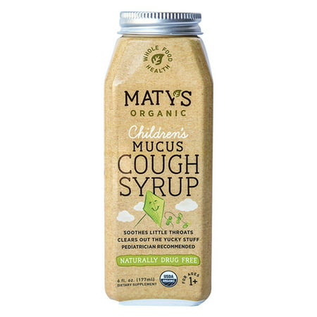 Maty's Organic Children's Mucus Cough Syrup, Organic Cough Remedy, Soothes Throats & Thins Mucus With Organic Honey, Ginger & Immune Boosting Ingredients, Helps Ease Common Cold Symptoms, 6 Oz (Best Remedy For Itchy Throat)