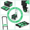 thumbnail image 4 of 2-in-1 folding hand truck dolly: collapsible con folding basket, retractable handle, 4 wheels, 330lb capacity - ideal para para moving y shopping (green), 4 of 7