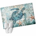 thumbnail image 2 of Teal Sea Turtle Coastal Area Rugs 2x3 for Living Room, Nautical Summer Beach Starfish Non Slip Washable Rug Runner, Low Pile Indoor Floor Carpet Mat Bathroom Rugs for Bedroom, Kids Room, 2 of 9