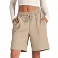thumbnail image 2 of BLVB Sweat Shorts with Pockets for Women Athletic Lounge Sports Workout Bermuda Knee Length Shorts for Summer, 2 of 5