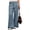 Blue, variant on Middle Waist Women Wide Leg Jeasn Casual Denim Pants with Buckle