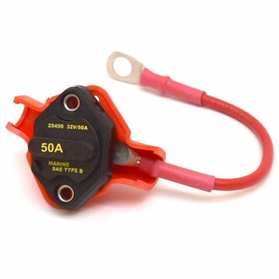 Bussmann Boat Panel Mount Breaker 25450 | 50A 32V w/ Boot / Lead