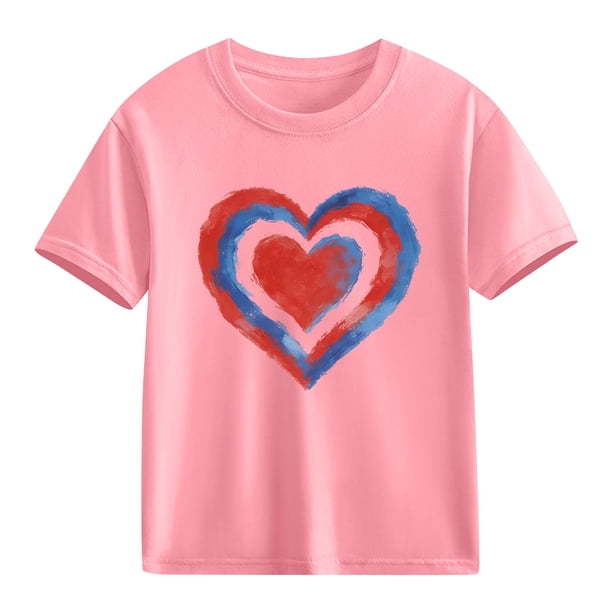 Blusas y camisas de manga corta con cuello redondo para niños y niñas, camisetas gráficas de manga corta, blusas con estampados bonitos para la temporada escolar.