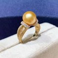 thumbnail image 3 of EOEMY Gorgeous Huge Aaaa 10-11mm Round Natural South Sea Golden Pearl Ring 925S, 3 of 4