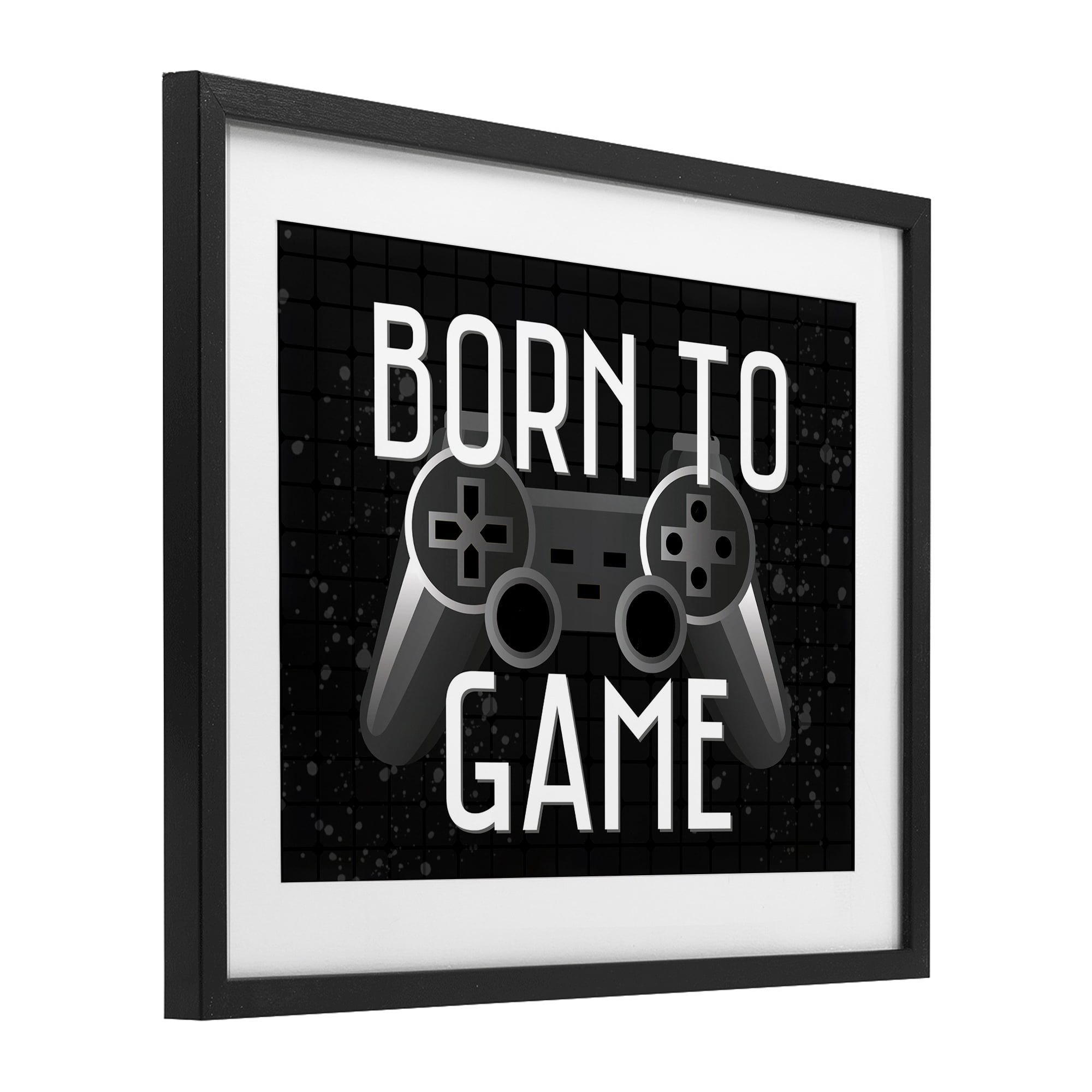 Stupell Industries Born To Game Retro Black Framed Print Under Glass, design by Kim Allen