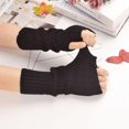 thumbnail image 3 of CUITING Minimalist Monochrome Striped Sleeves Stylish Soft Warm Elastic Arm Cover Autumn Winter Coldproof Fingerless Long Sleeves With Thumb Hole, 3 of 7