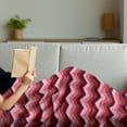 thumbnail image 3 of Chevron Soft Flannel Fleece Throw Blanket, Zigzag Colorful Chevron Ornament Motifs Symmetry Modern Feminine Theme, Cozy Plush for Indoor and Outdoor Use, 50" x 60", Burgundy Ruby Coral, by Ambesonne, 3 of 5