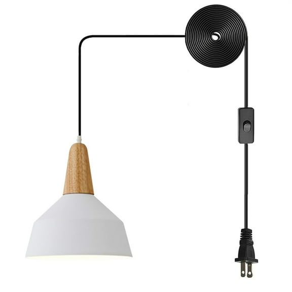 JLOWCO Led Hanging Lights with Plug in Cord,modern Pendant Lights Kitchen Island Lighting Ceiling Bathroom Light Fixtures White (LED Bulb Include)