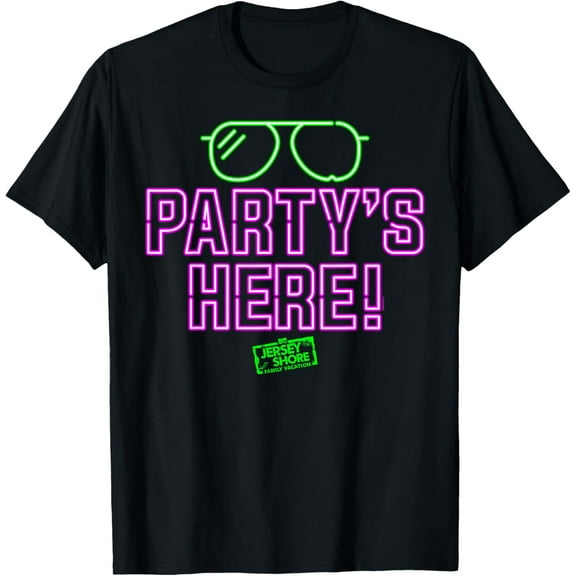 MTV Jersey Shore Party's Here T-ShirtMen and women, Black T-shirt, size: Extra large