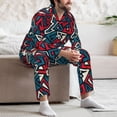 thumbnail image 7 of Naloa Geometric Elements Men’s Pajamas Set - Long Sleeve Button Down Sleep Shirt and Pajama Bottoms Sleepwear Set-X-Large, 7 of 7