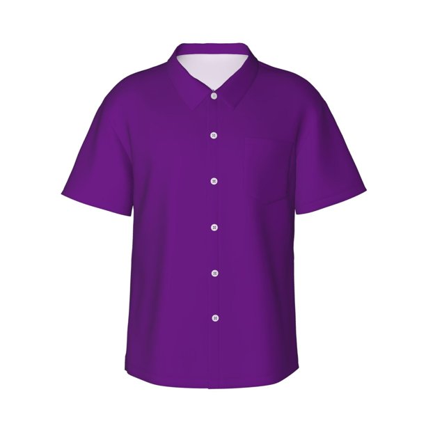Balery Purple Camisas hawaianas de manga corta para hombre, camisas playeras de corte holgado, camisas de vacaciones con botones,3X-Large