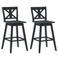 thumbnail image 1 of Costway Set of 2 Bar Stools Swivel Pub Height Chairs w/ Rubber Wood Legs Black+Gray, 1 of 8