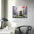 thumbnail image 3 of COMIO Bathroom Decor Canvas Wall Art Funny Bathroom Sign Wall Decor Zen Lotus Flower Stone Sand Spa Painting for Bathroom Yoga Room Purple Bathroom Artwork Framed 20x16 inch, 3 of 4