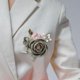 thumbnail image 4 of Elegante de rosa, ramillete artificiales, flor de cinta para de graduación, aniversario, traje Formal, , VERDE Nuevo-Verde Macarena Ramillete de rosas, 4 of 8