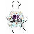 thumbnail image 1 of Quote Apron Motivational Welcomig Hello Summer Enjoy Quote with Hearts Flowers Anchors Print, Unisex Kitchen Bib Apron with Adjustable Neck for Cooking Baking Gardening, Multicolor, by Ambesonne, 1 of 3