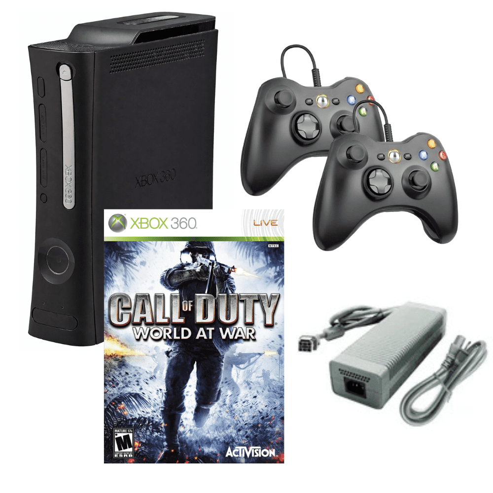 Restored Microsoft Xbox 360 Elite Game Console with Two Retrofam Controllers and Call of Duty World at War(Refurbished)