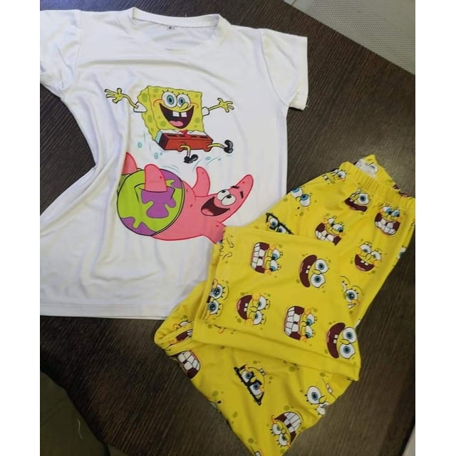 2025 pijamas de personajes de dibujos animados para mujer, pantalones largos de manga corta estampados, conjunto de dos piezas, pijamas, ropa para el hogar