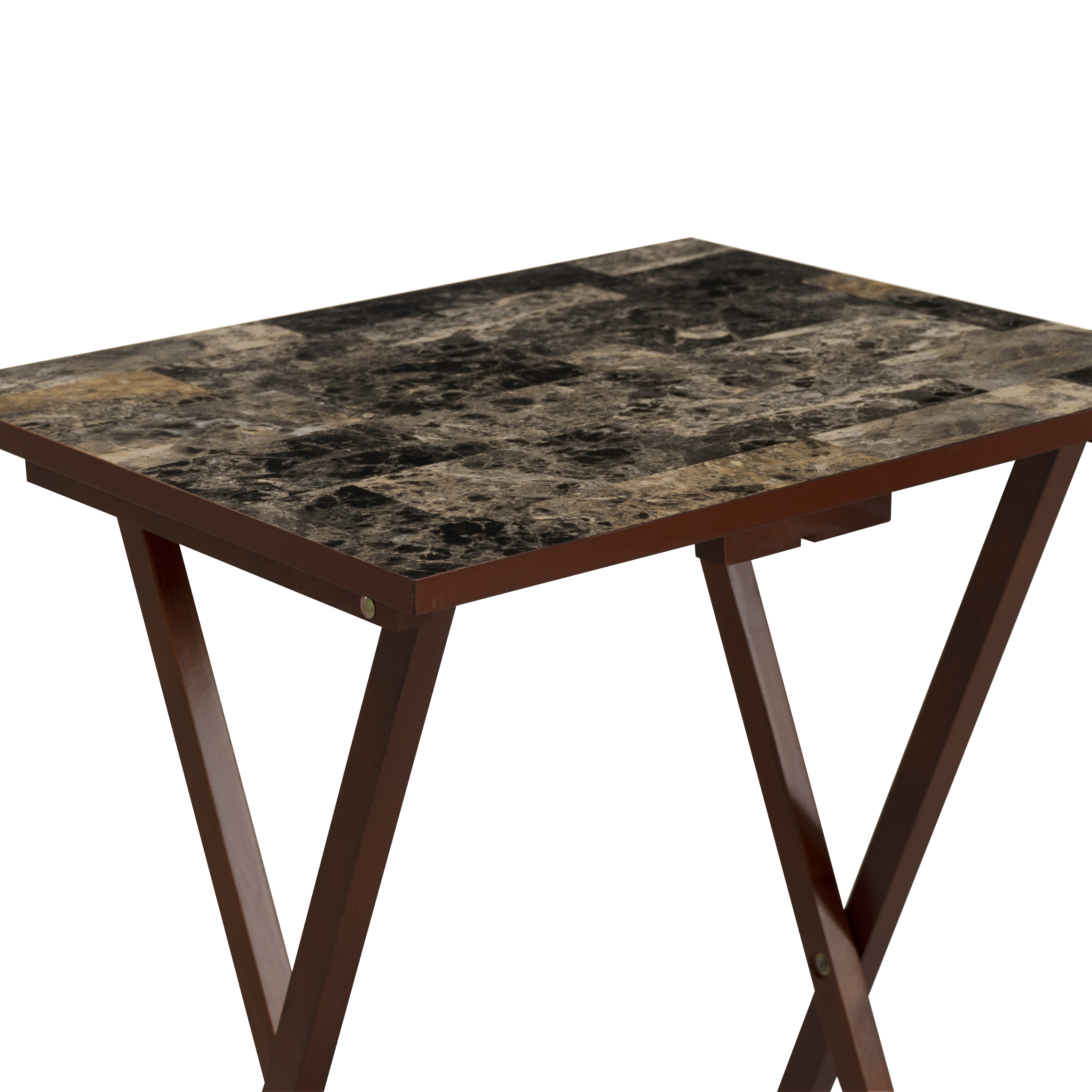 Hazel Grove Holton 5-piece Faux Marble Folding TV/ Snack Tray Table Set, Espresso