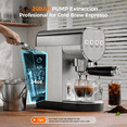 thumbnail image 4 of Coffee Maker, 20 Bar Espresso Machine with Milk Frother & Cold Brew, 1250W, 34oz Water Tank, Compact Steel Design, 4 of 10