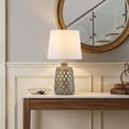 thumbnail image 5 of C Cattleya 20inch Gray Ceramic Table Lamp with Hollow Cut-Out Base, 3-Way Rotary Switch & Fabric Shade, 5 of 8