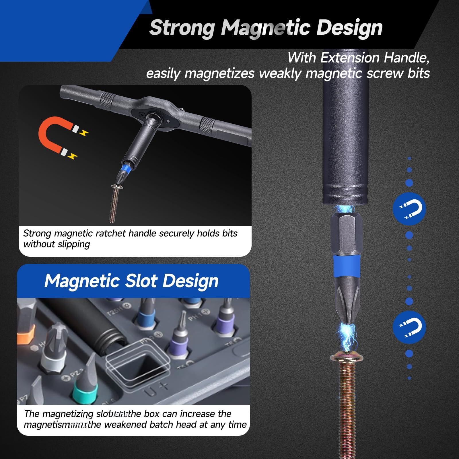 34-in-1 Magnetic Set With Ratcheting Handle Extension & 32 Precision Bits Portable Multitool Gadgets For Electronics Furniture Bicycle  Diy Repair Kit