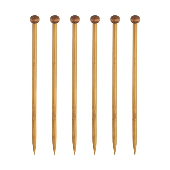 Uxcell 8mm Bamboo Knitting Needle Straight Single Pointed 9.8 inch Long Wooden Sweater Knitting Needles US Size 11 6Pcs