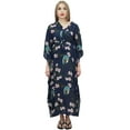 thumbnail image 6 of Bimba Moms Kimono Sleeve Blue Maternity Kaftan Drawstring Maxi Dress-22, 6 of 6