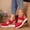 Red, variant on EliteGoogv Womens Wedge Sandals Closed Toe Platform Sandals Flock Upper Woven Bottom Slip On Sandals For Women Large Size Summer Beach Shoes Red US :8