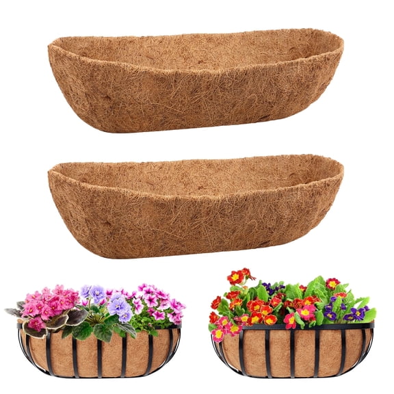 2 Pack Trough Coco Liner for Planters- 24 Inch Window Box Liners Coconut Coir Basket Liners, Planter Box Coconut Liner for Window Flower Box Pots, Fence Trough Planter, Wall Planter Basket