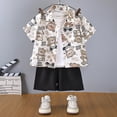 thumbnail image 2 of Ramiter Toddler Boys Summer Outfits Toddler Kids Baby Boy Summer Clothes Sets 1T 2T 3T 4T 5T Letter Print Short Sleeve Tops Camouflage Shorts Outfits(Brown,18-24 Months), 2 of 5